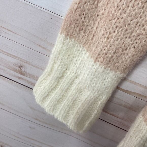 American Eagle Outfitters Jegging Fit Blush Pink Striped Wool Blend Sweater - Picture 9 of 16